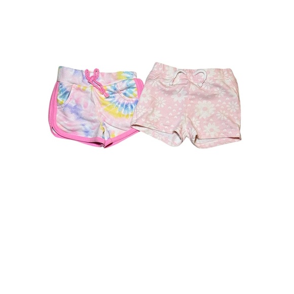 okie dokie Other - Toddler Girl Shorts 2 Piece Bundle Pink Tie-Dye Pink Floral Size 18 Months